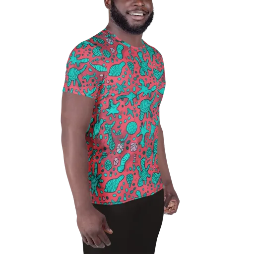 Coral Candy on a Men's Athletic T-Shirt