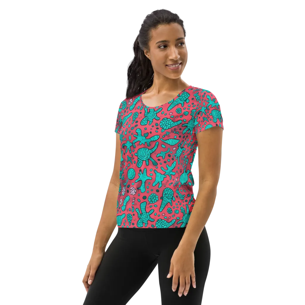 Coral Candy on Women's Athletic T-Shirt — Left