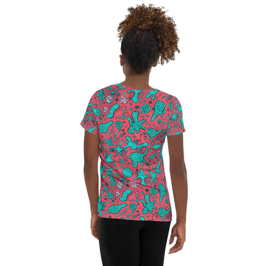 Coral Candy on Women's Athletic T-Shirt — Back