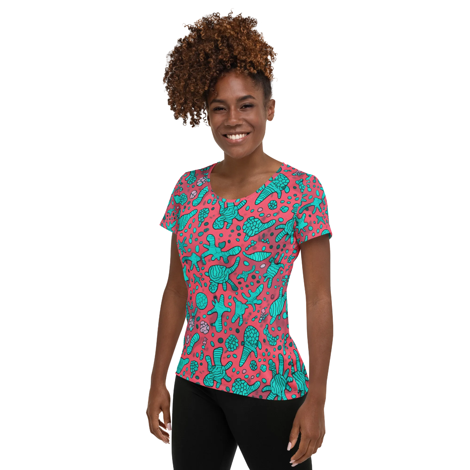 Coral Candy on Women's Athletic T-Shirt — Left