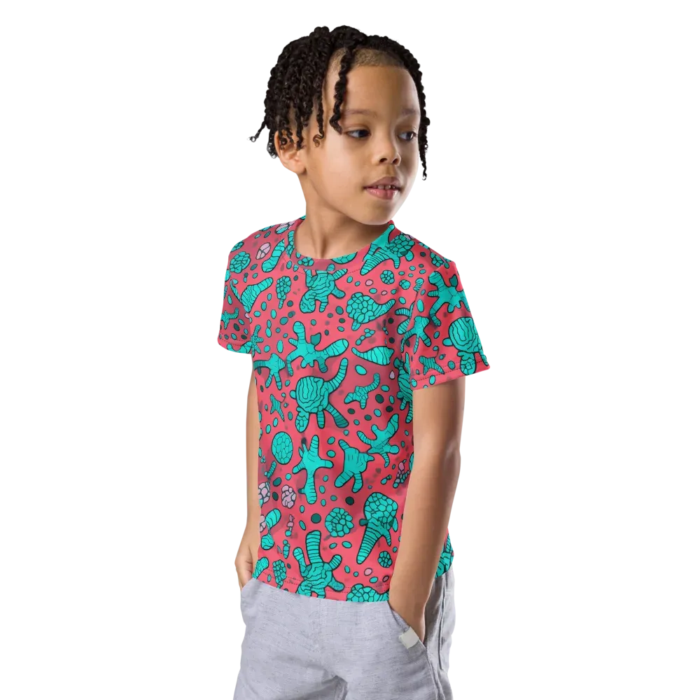 Coral Candy on Kids Crew Neck T-Shirt — Left Front