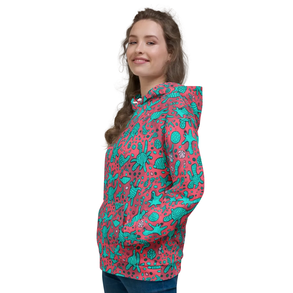Coral Candy on Hoodie — Left