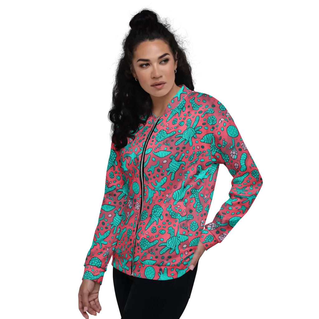 Coral Candy on Bomber Jacket — Left