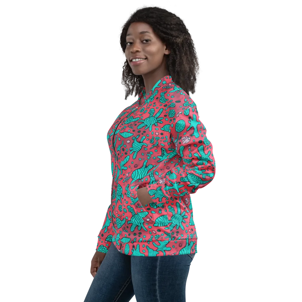 Coral Candy on Bomber Jacket — Left