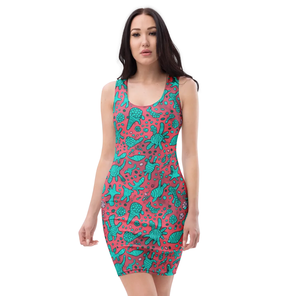 Coral Candy on Bodycon Dress — Front