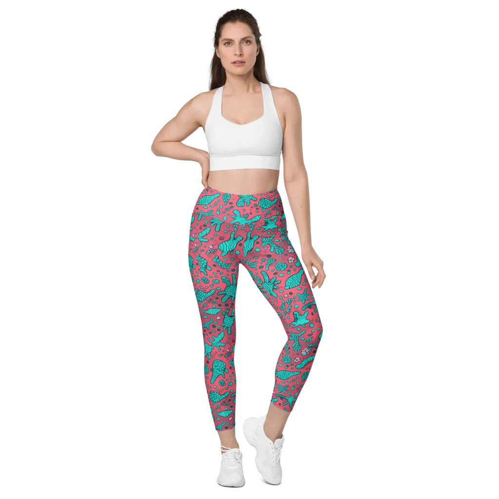 Coral Candy on Leggings with Pockets — Front