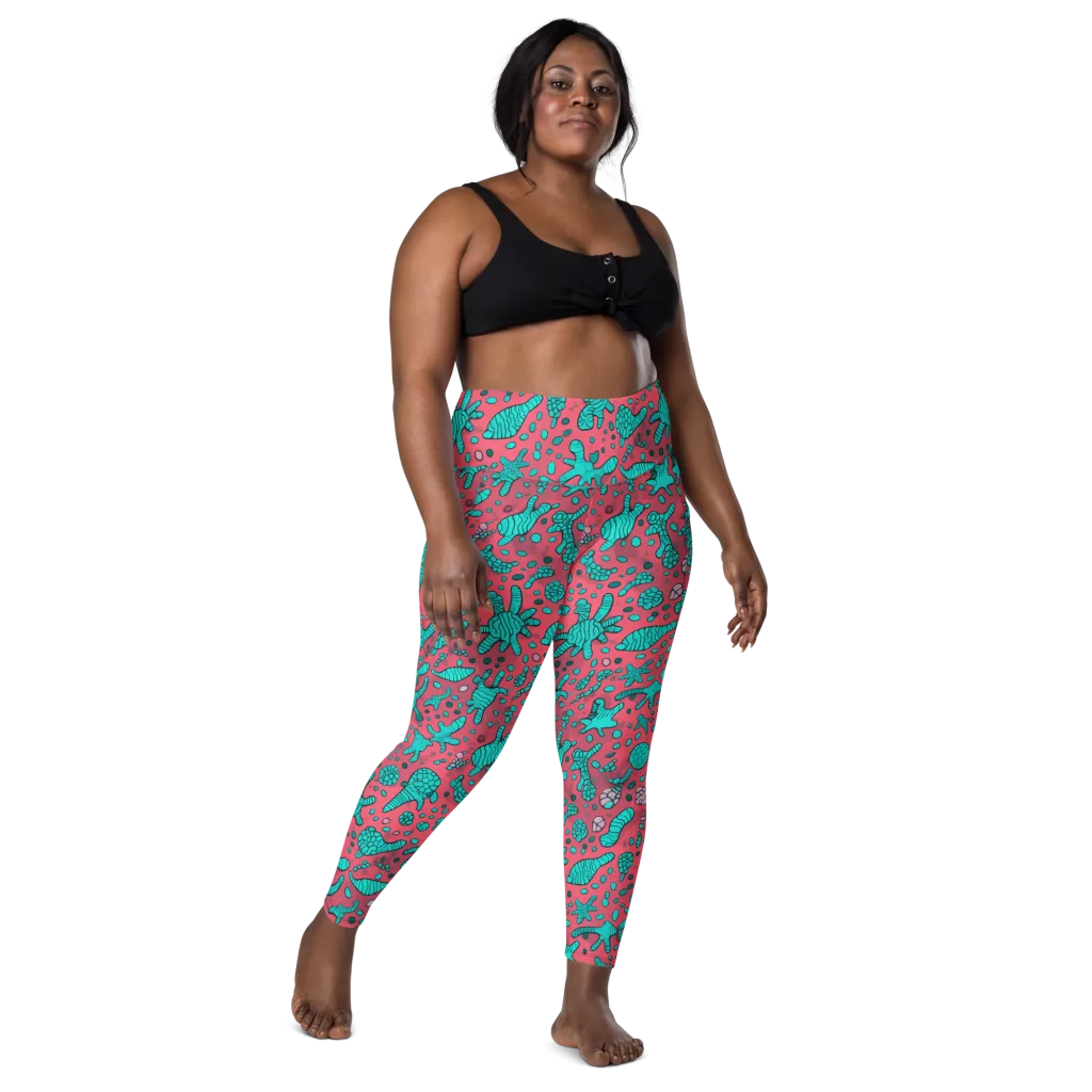 Coral Candy on Leggings with Pockets — Front