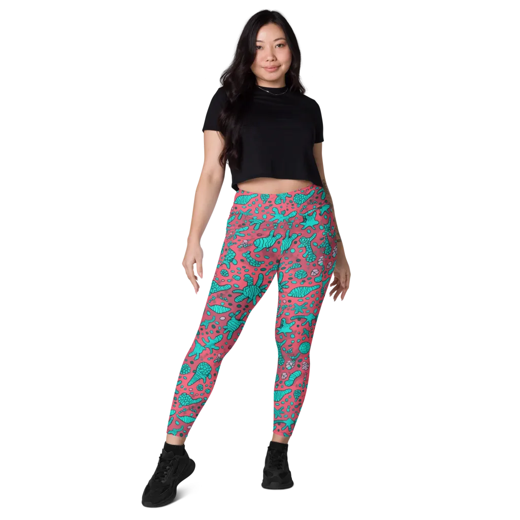 Coral Candy on Leggings with Pockets — Front