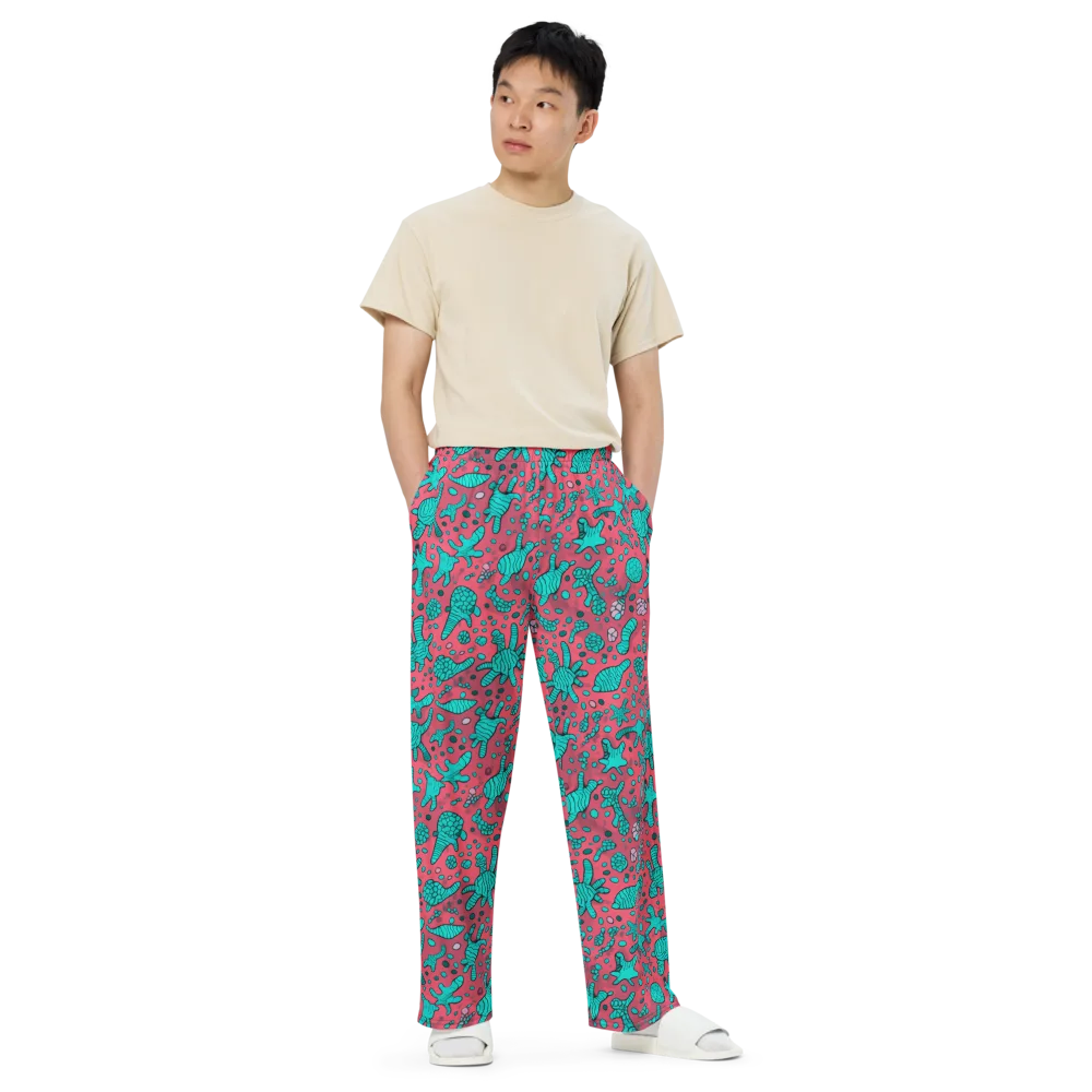 Coral Candy on Wide-Leg Pants — Front