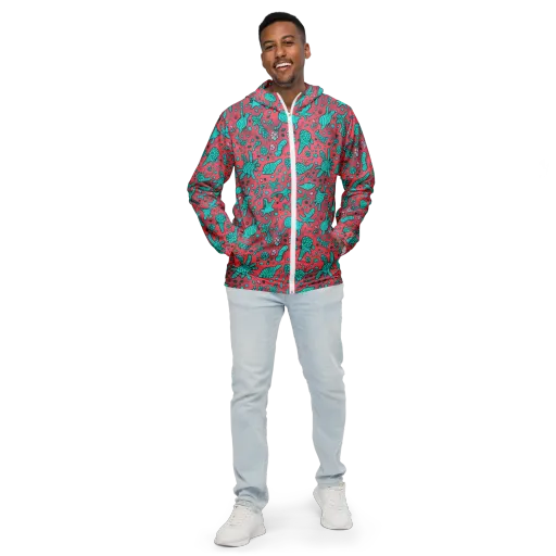 Coral Candy on a Men's Windbreaker