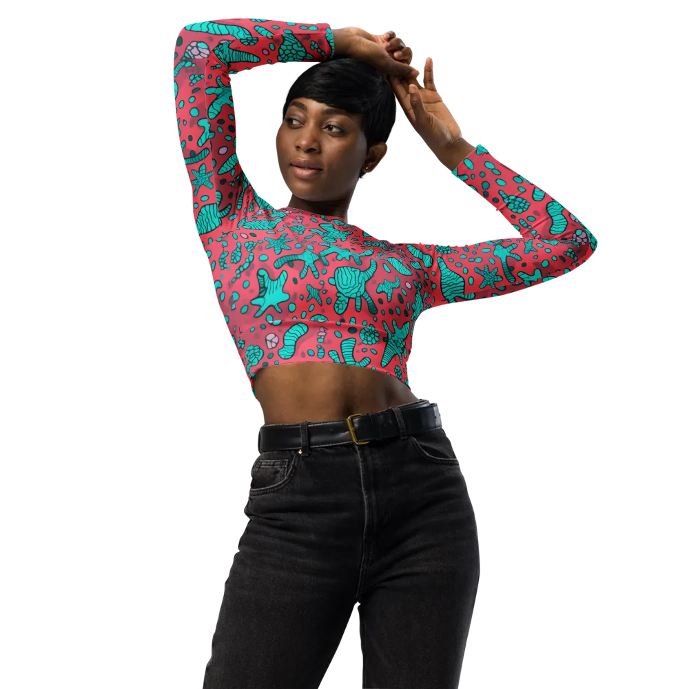Coral Candy on Long Sleeve Crop Top — Front