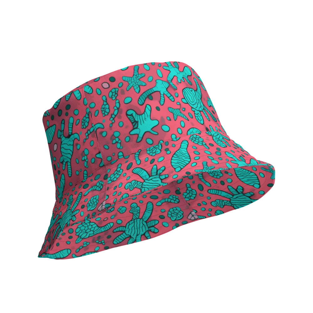 Coral Candy on Reversible Bucket Hat — Product details Outside
