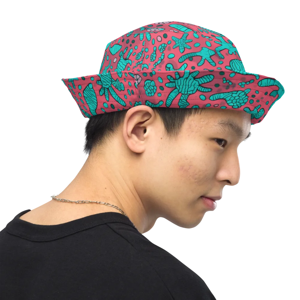Coral Candy on Reversible Bucket Hat — Right Outside