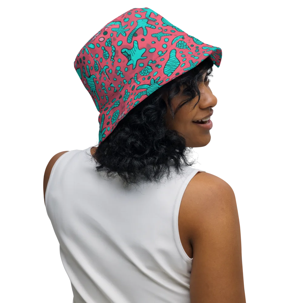 Coral Candy on Reversible Bucket Hat — Right Outside