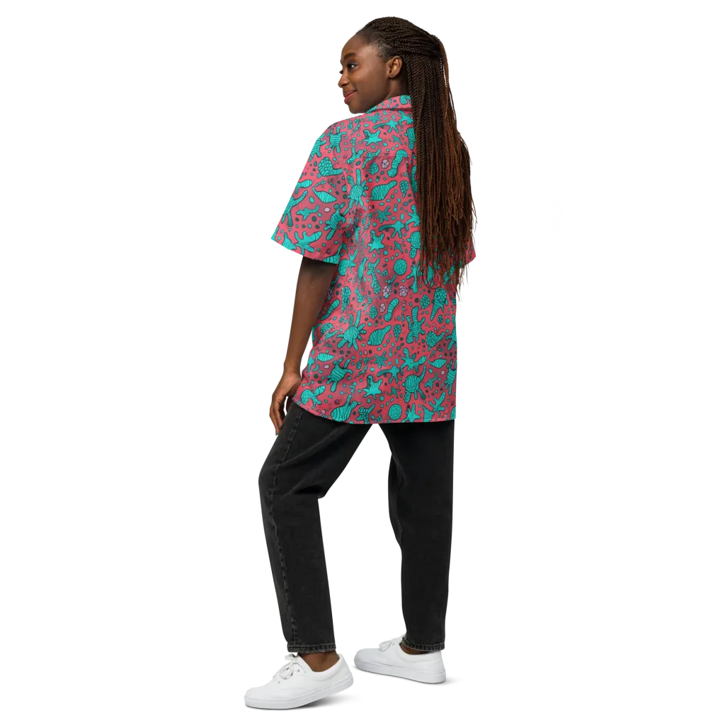 Coral Candy on Button Shirt — Back