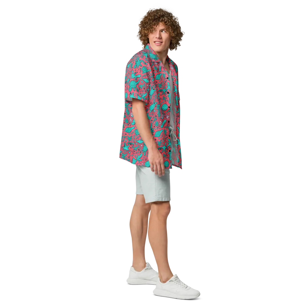 Coral Candy on Button Shirt — Right