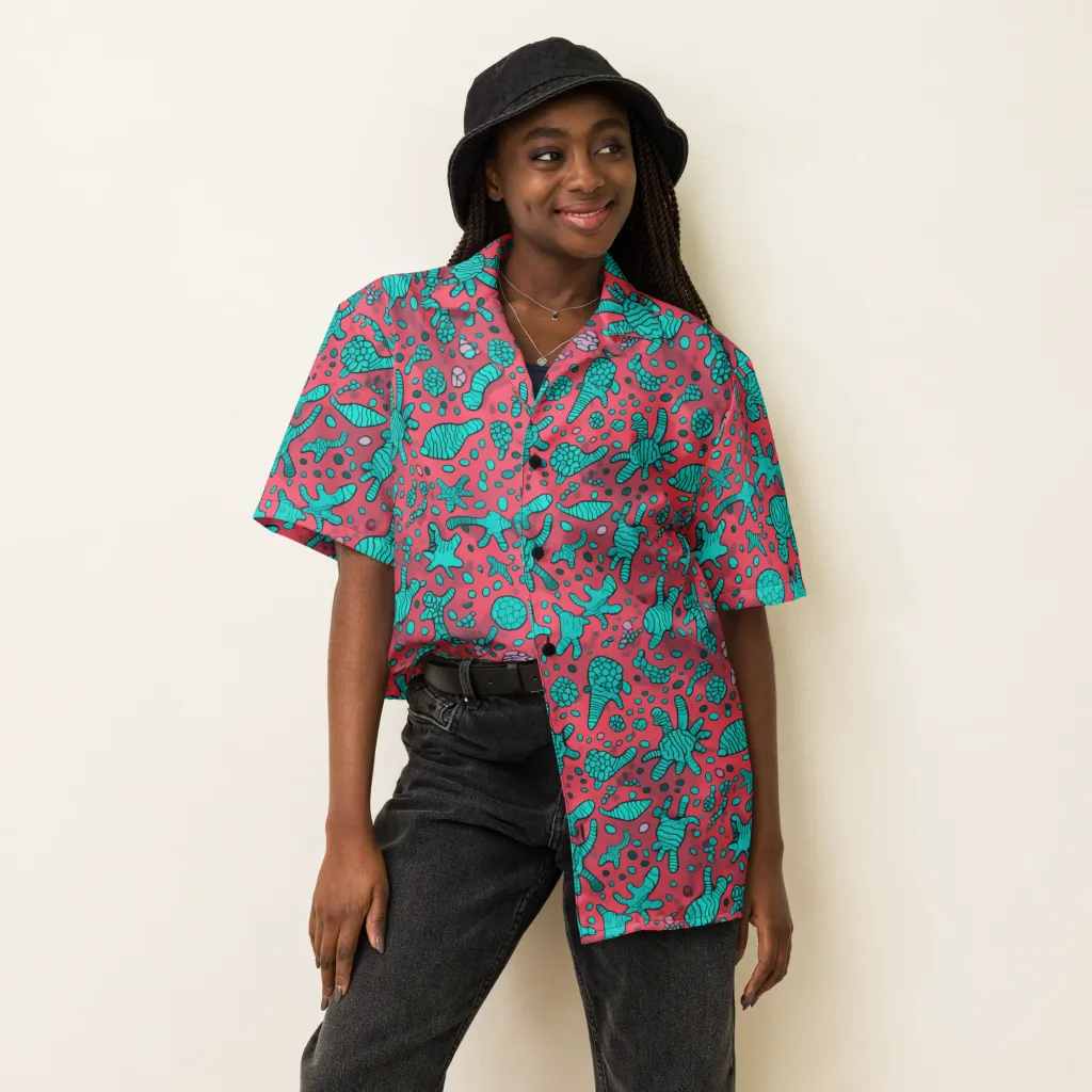 Coral Candy on Button Shirt — Front