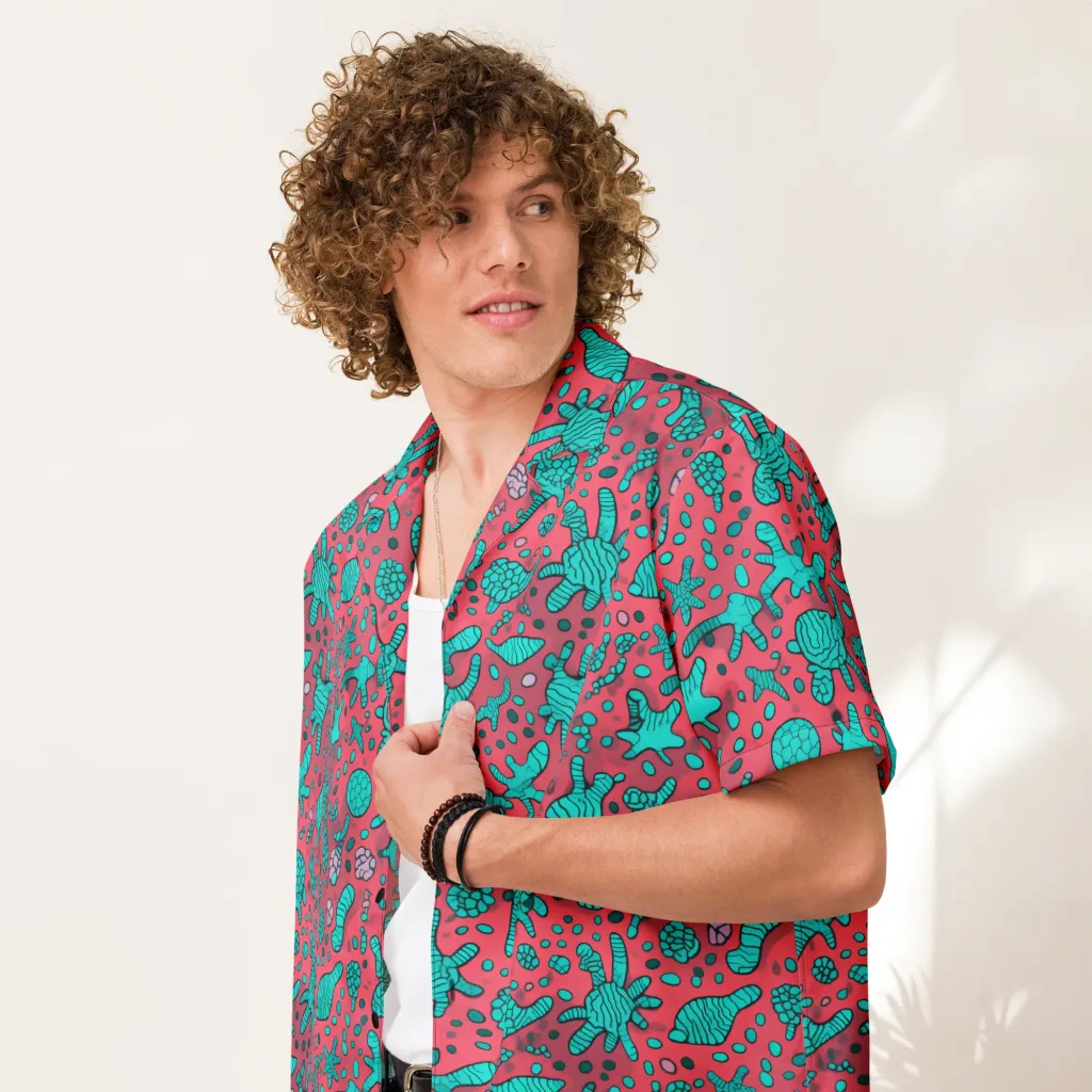 Coral Candy on Button Shirt — Front