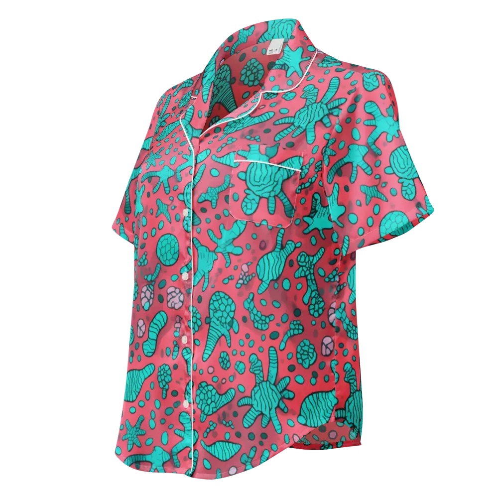 Coral Candy on Women's Short Sleeve Pajama Top — Left Front