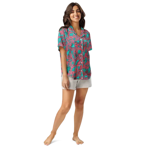 Coral Candy on a Women's Short Sleeve Pajama Top