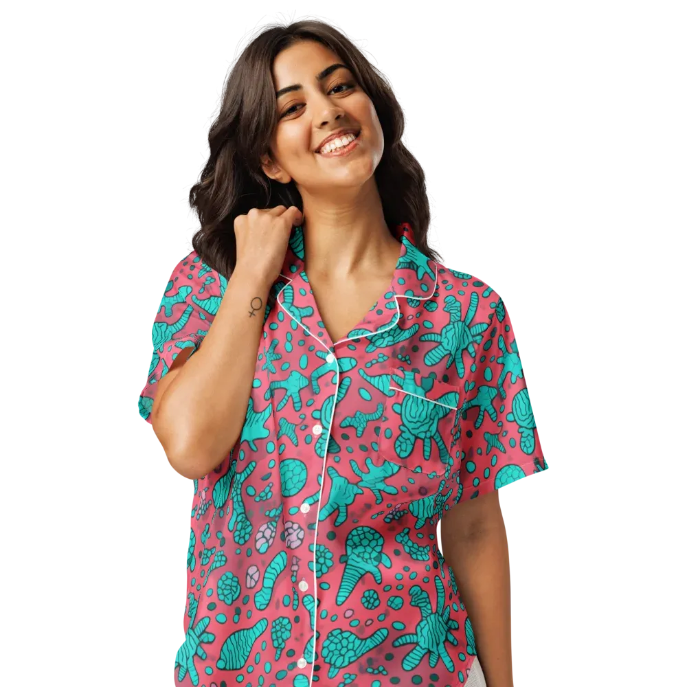 Coral Candy on Women's Short Sleeve Pajama Top — Front