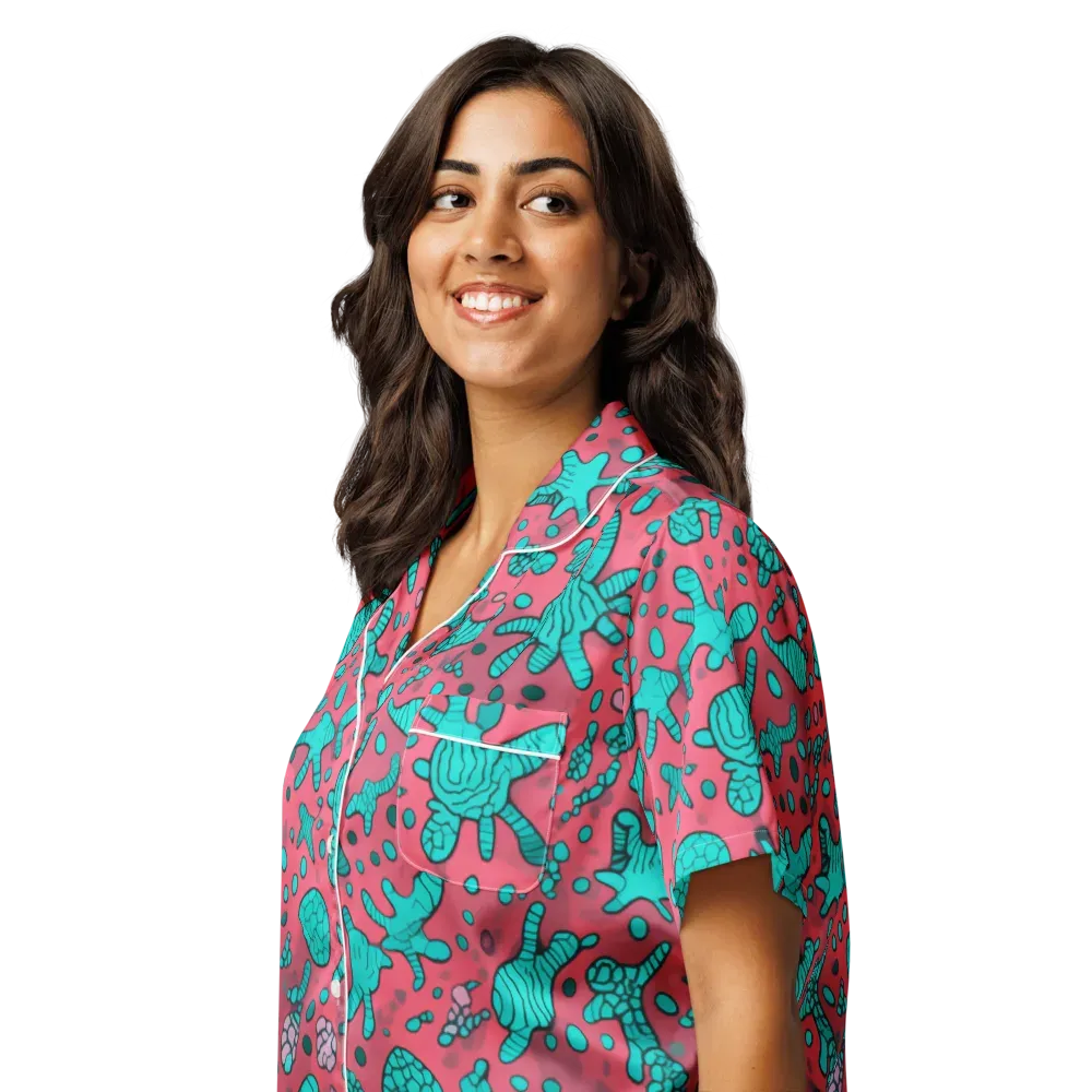 Coral Candy on Women's Short Sleeve Pajama Top — Left Front