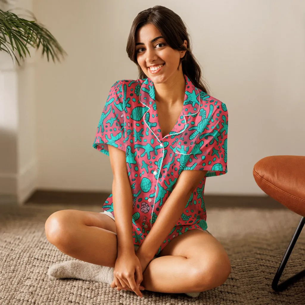 Coral Candy on Women's Short Sleeve Pajama Top — Front