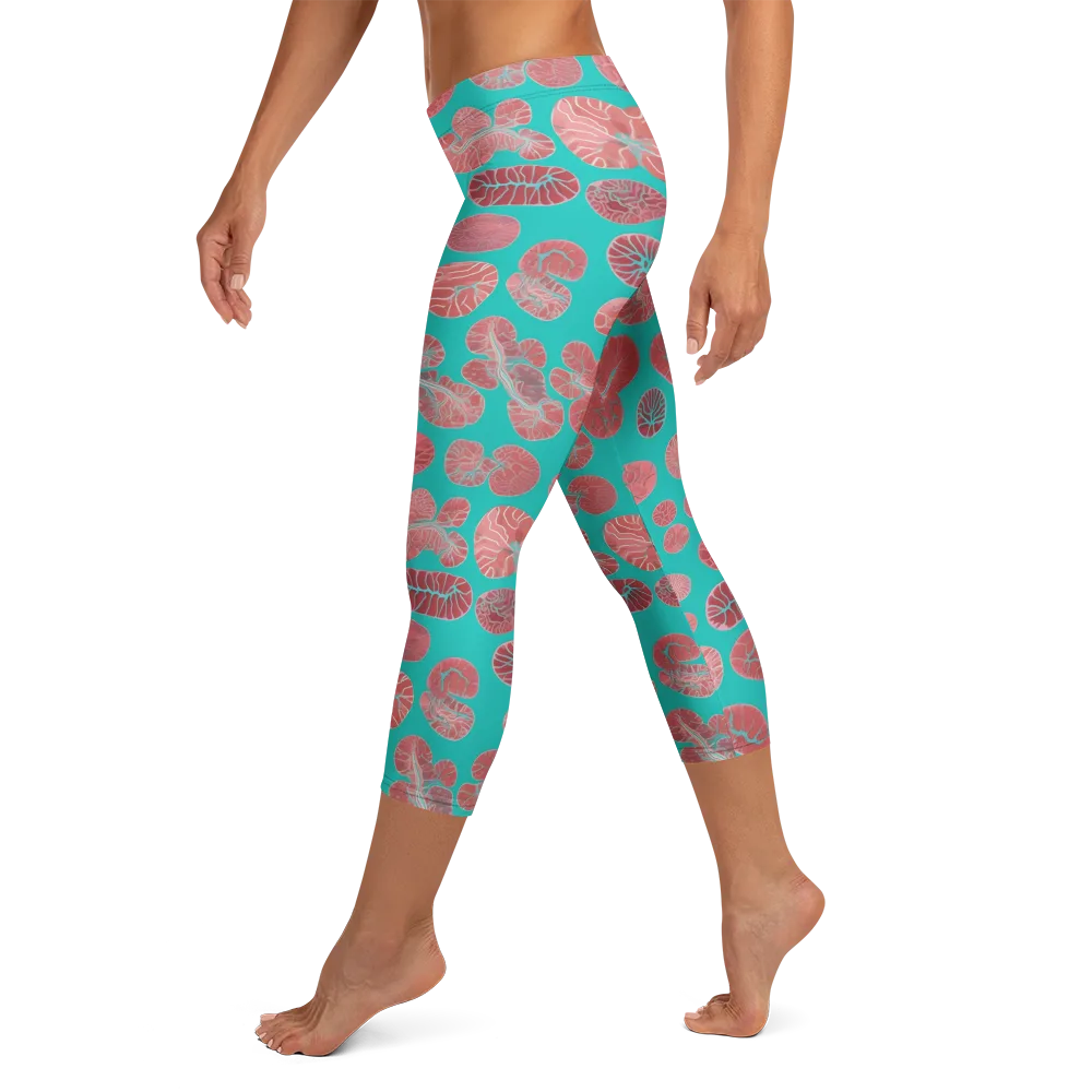 Coral Circuit on Capri Leggings — Left