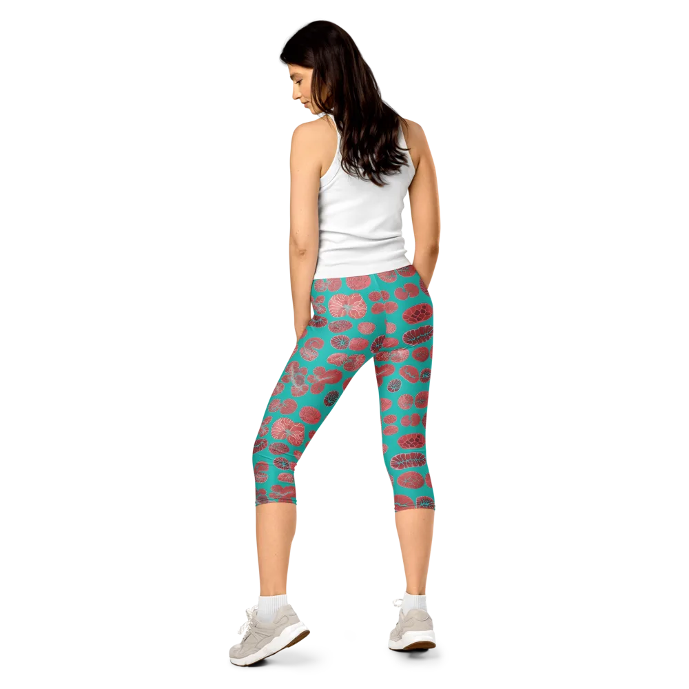 Coral Circuit on Capri Leggings — Back