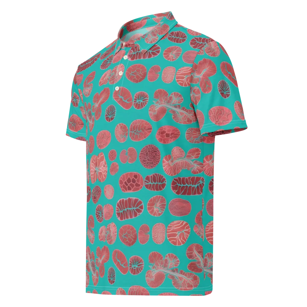 Coral Circuit on Men's Slim Fit Polo Shirt — Left Front
