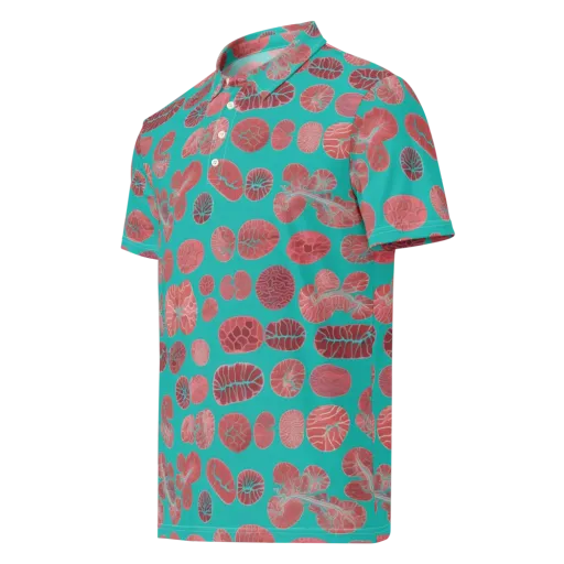 Coral Circuit on a Men's Slim Fit Polo Shirt