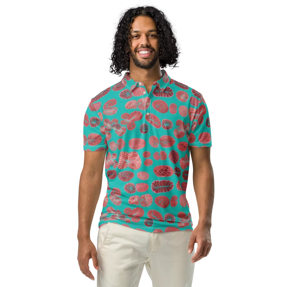 Coral Circuit on Men's Slim Fit Polo Shirt — Front