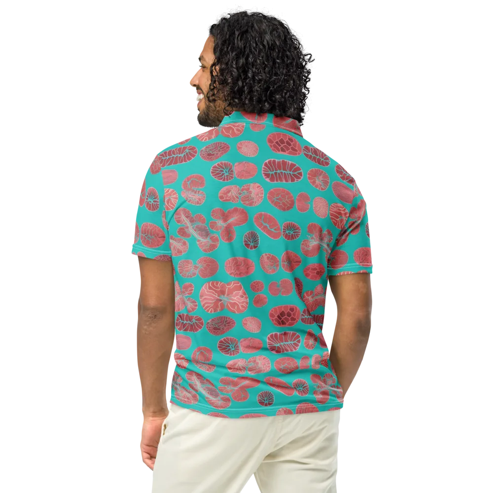 Coral Circuit on Men's Slim Fit Polo Shirt — Back