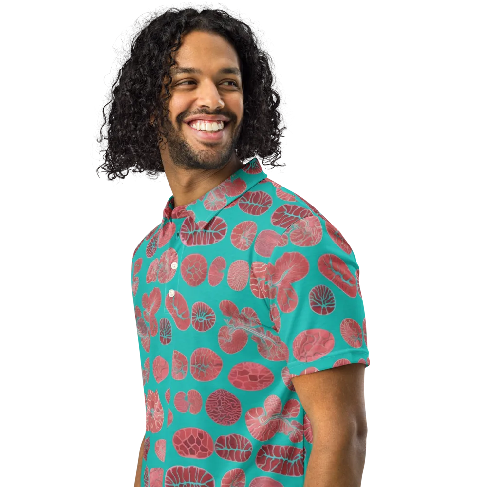Coral Circuit on Men's Slim Fit Polo Shirt — Left Front
