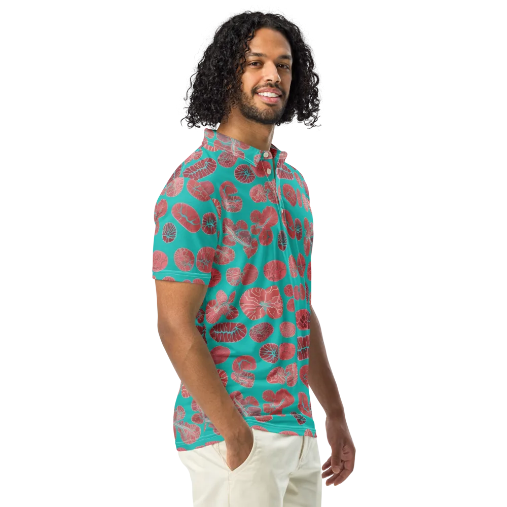 Coral Circuit on Men's Slim Fit Polo Shirt — Right Front