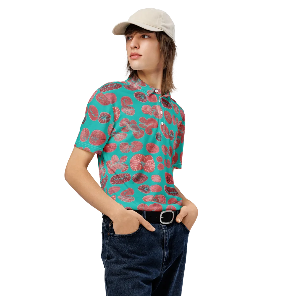 Coral Circuit on Men's Slim Fit Polo Shirt — Right Front