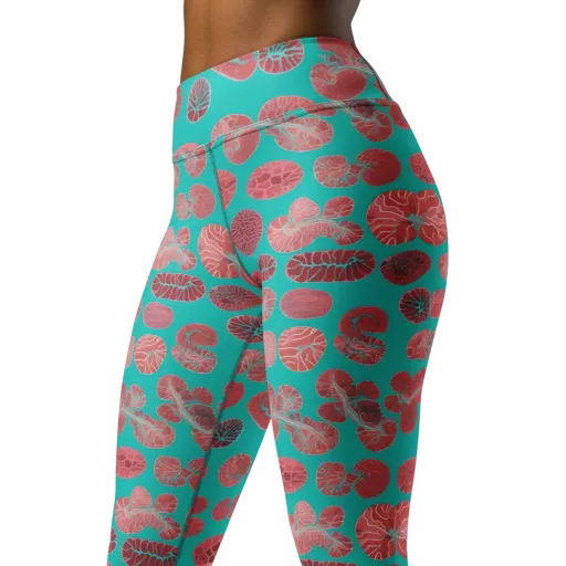 Coral Circuit on a Yoga Leggings