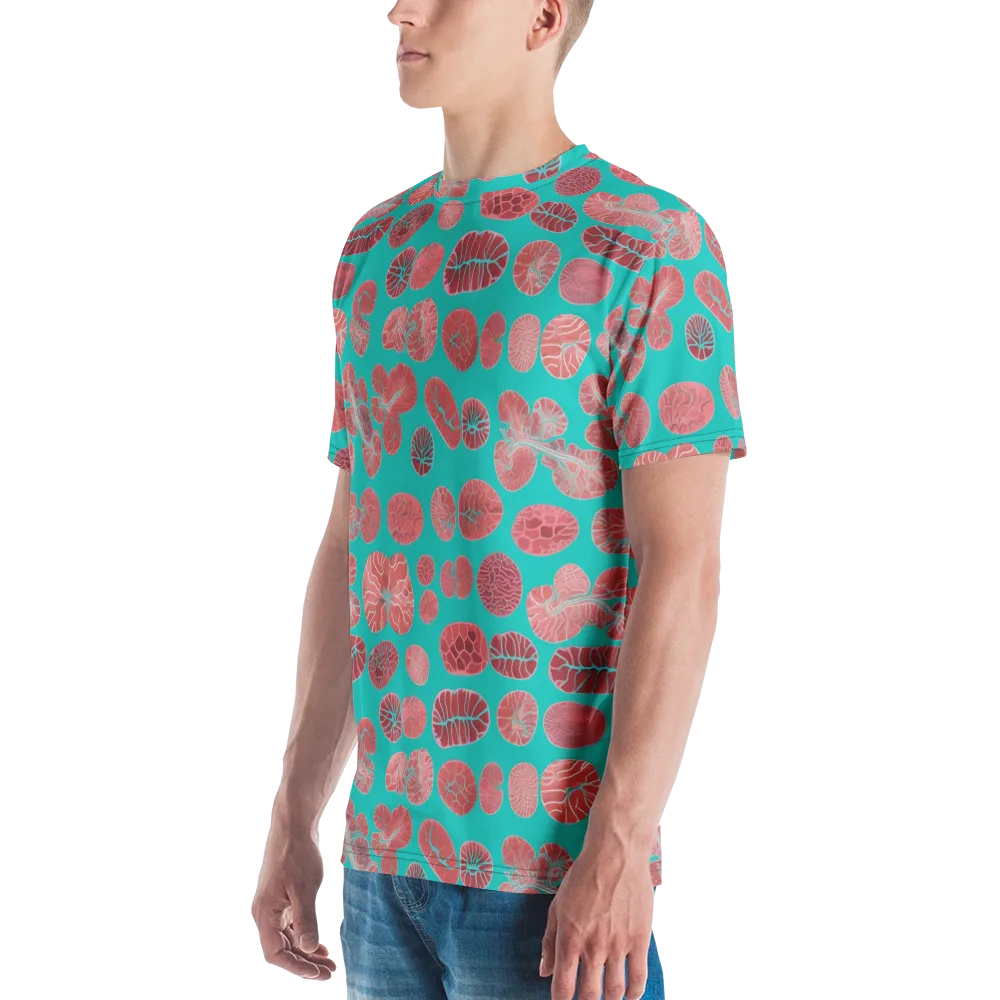 Coral Circuit on Men's Crew Neck T-Shirt — Left