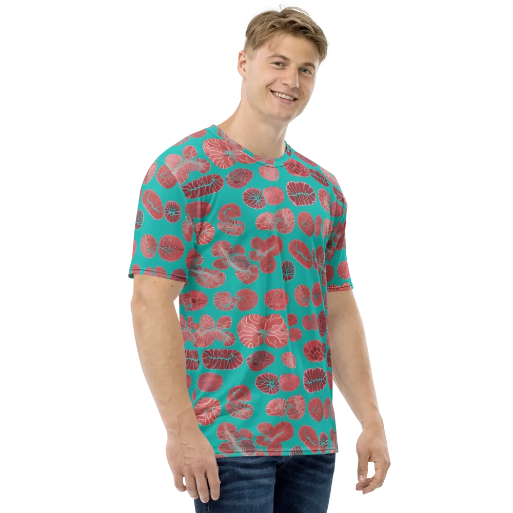 Coral Circuit on Men's Crew Neck T-Shirt — Right