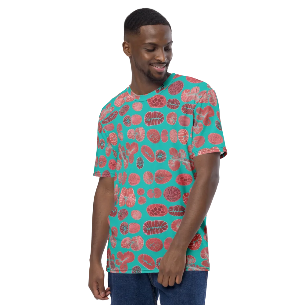 Coral Circuit on Men's Crew Neck T-Shirt — Left