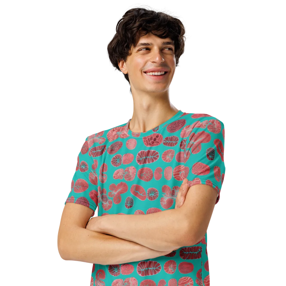 Coral Circuit on Men's Crew Neck T-Shirt — Left Front