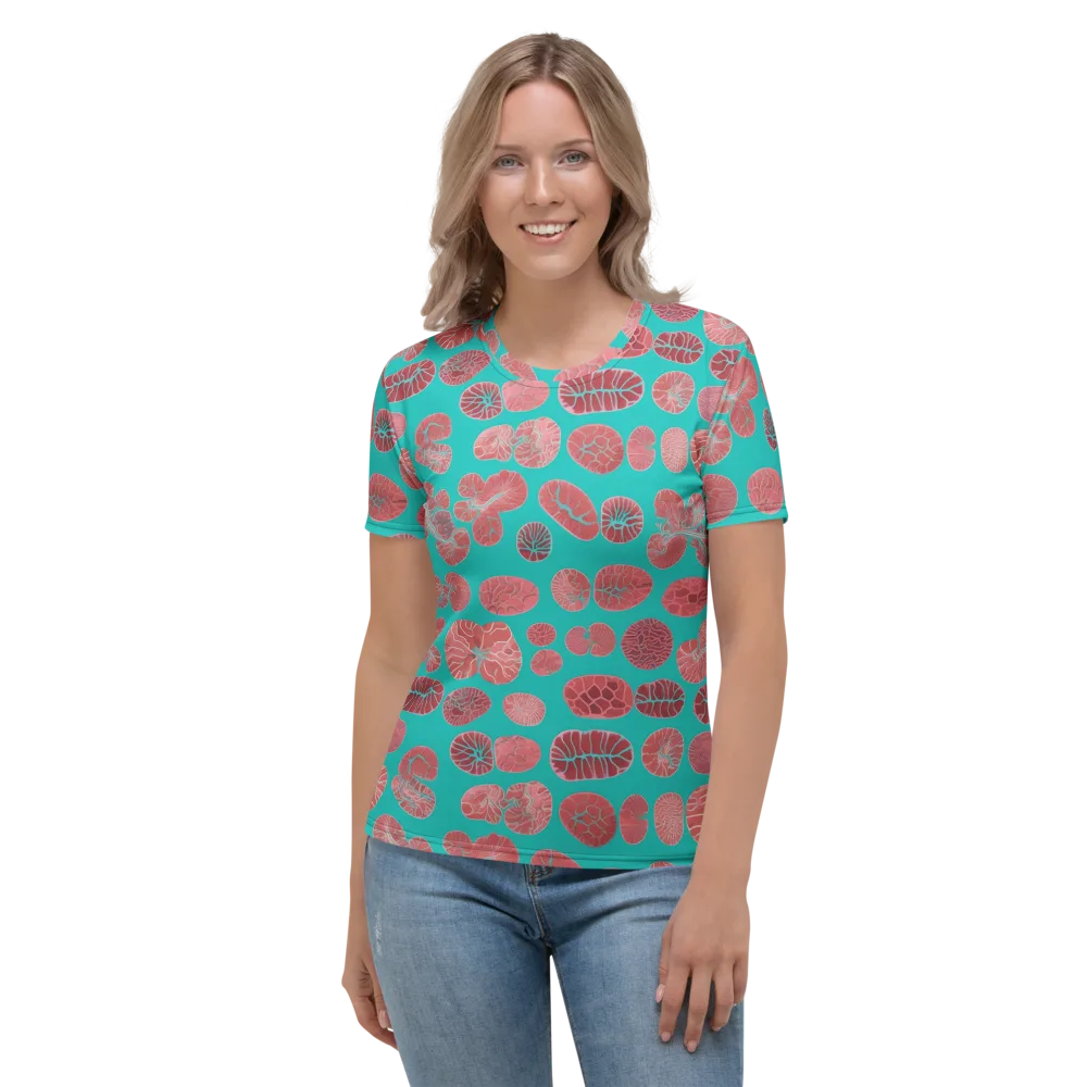 Coral Circuit on Women's Crew Neck T-Shirt — Front