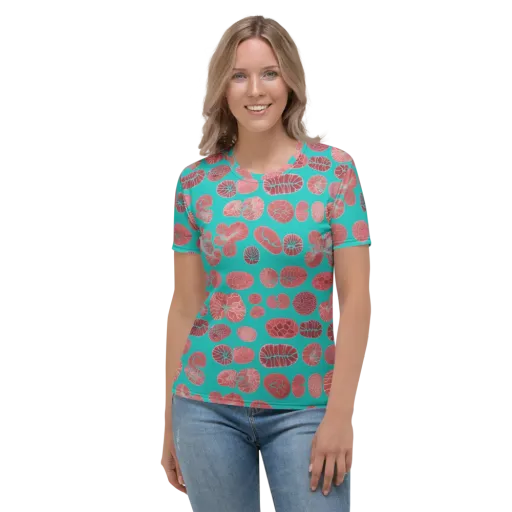 Coral Circuit on a Women's Crew Neck T-Shirt