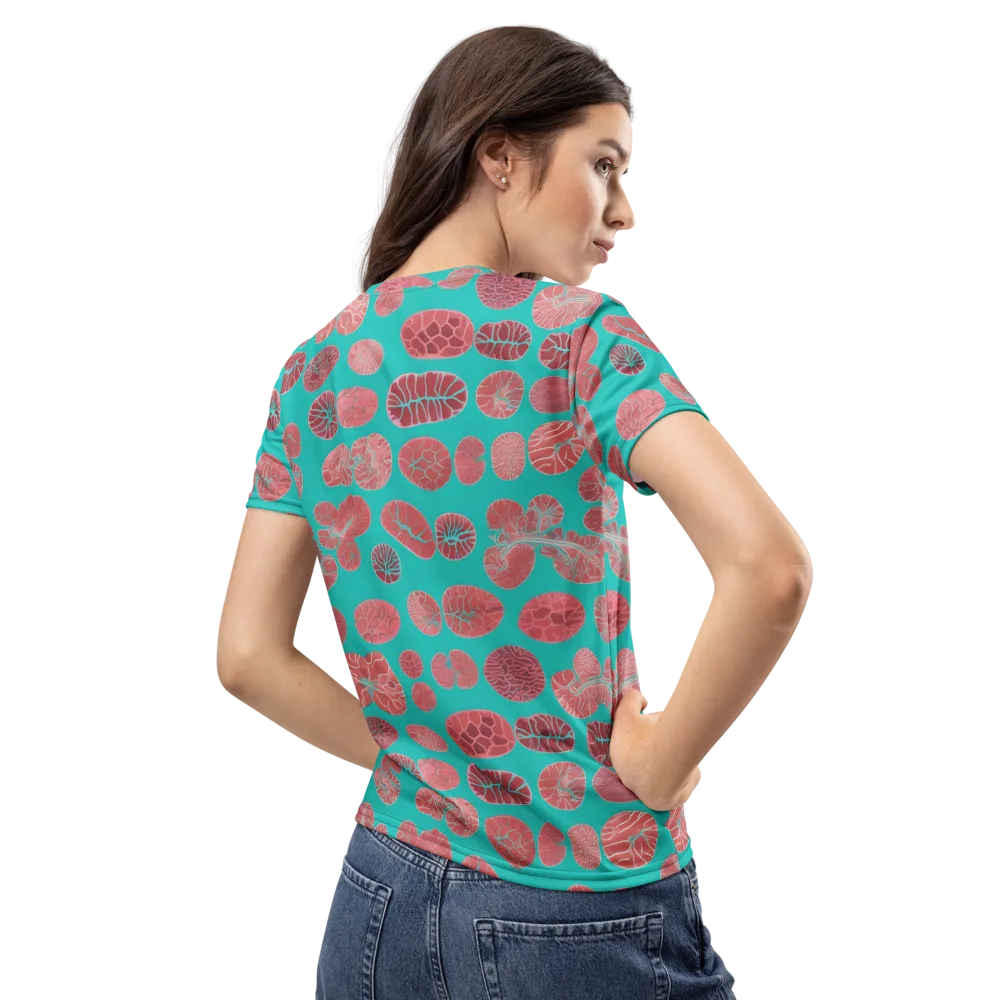Coral Circuit on Women's Crew Neck T-Shirt — Back