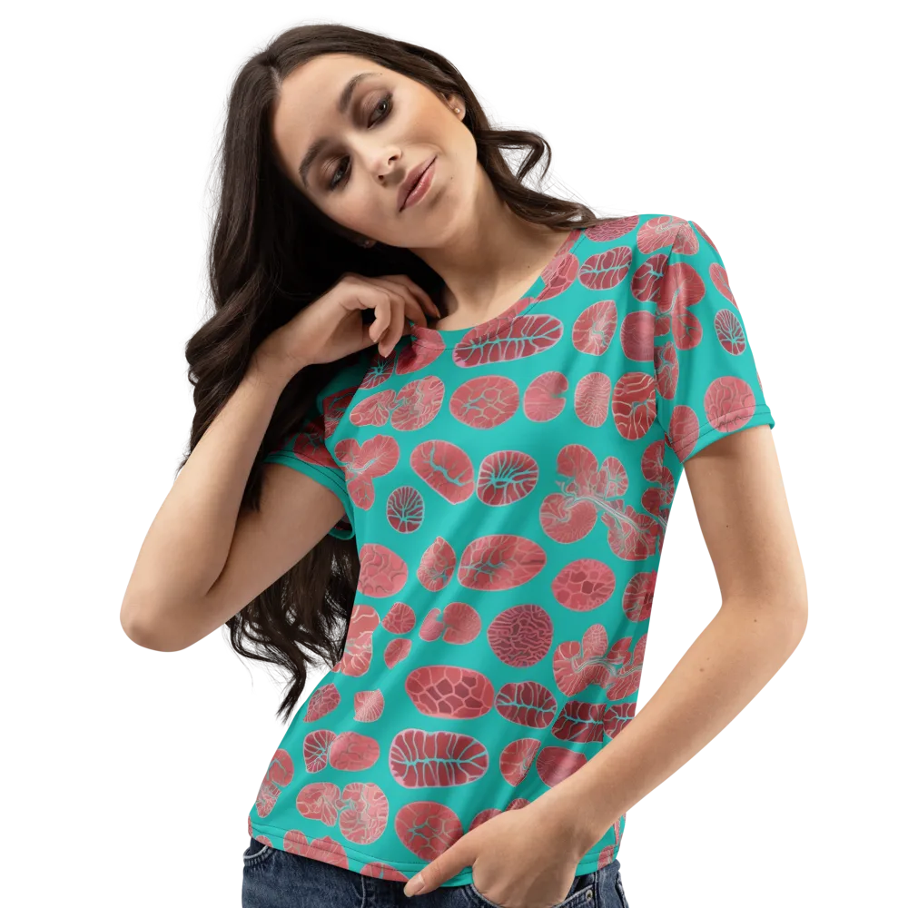 Coral Circuit on Women's Crew Neck T-Shirt — Left Front