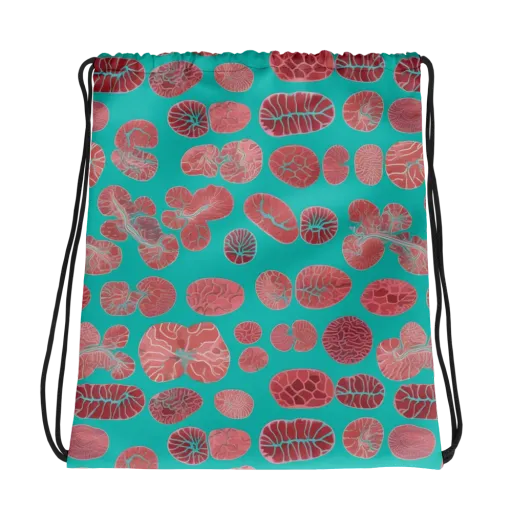 Coral Circuit on a Drawstring Bag