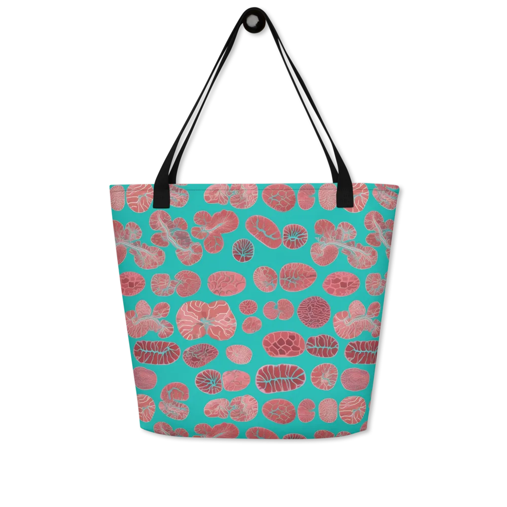 Coral Circuit on Large Tote Bag W/ Pocket — Front