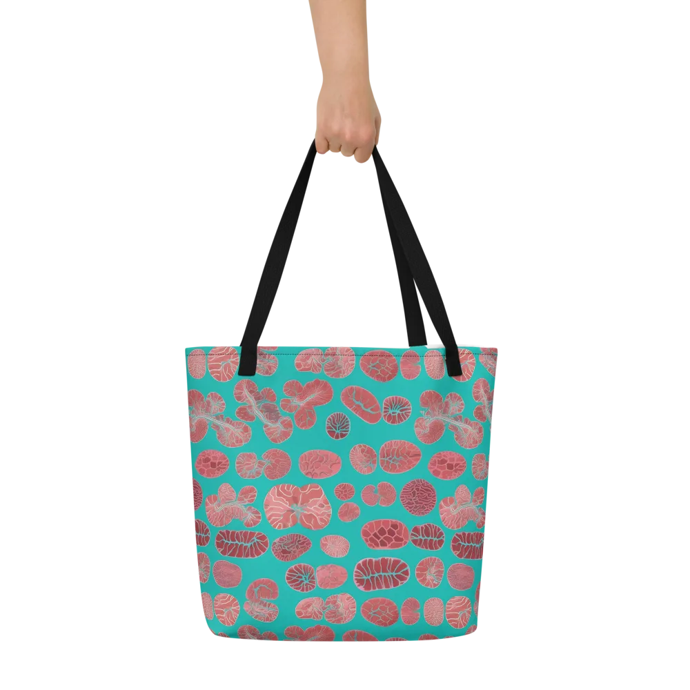 Coral Circuit on Large Tote Bag W/ Pocket — Front