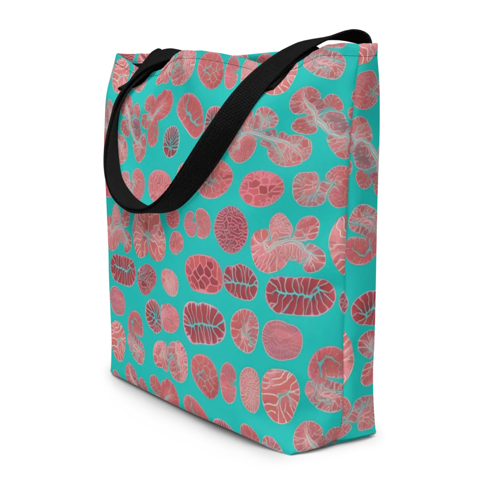 Coral Circuit on Large Tote Bag W/ Pocket — Front
