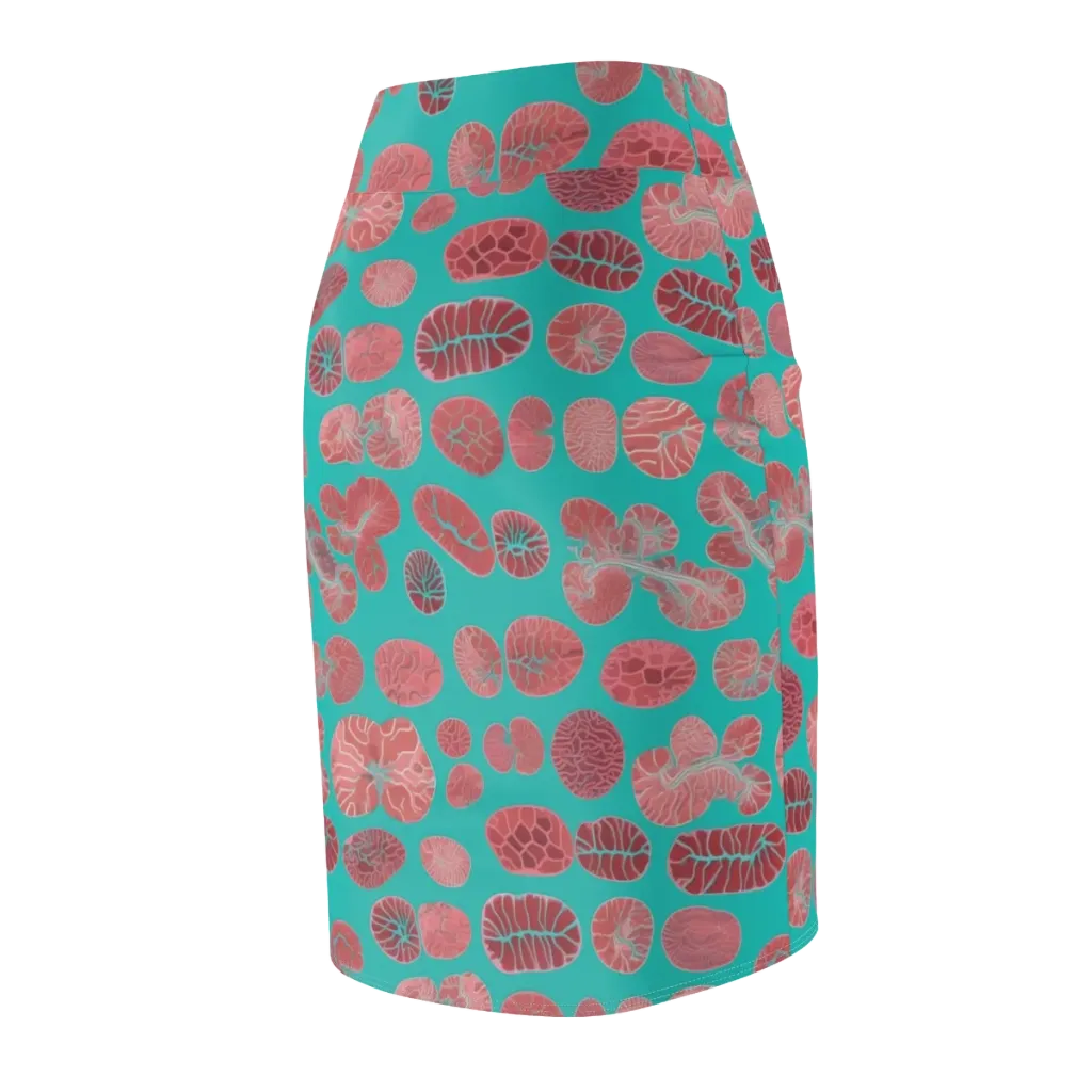 Coral Circuit on Pencil Skirt — Back Side
